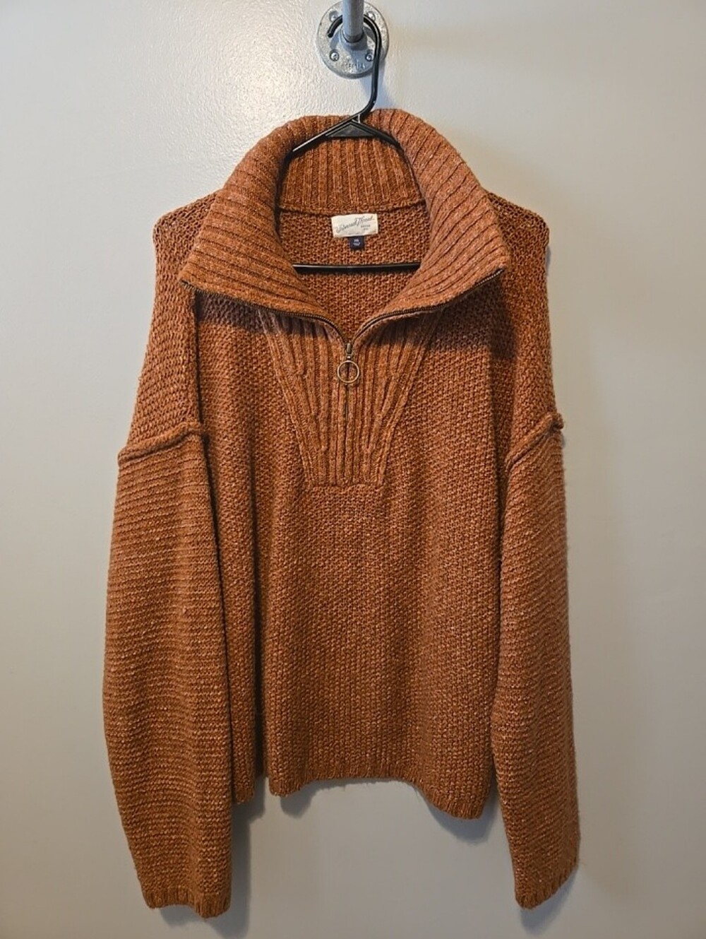 Universal Thread Women's Quarter Zip Sweater Sz. XXL. Brown Knit